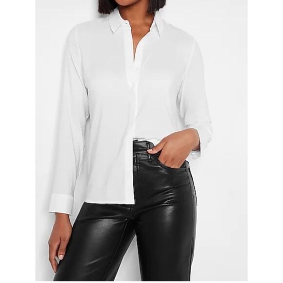 Express Tops - Express Top Women's Small Original Portofino Relaxed Fit Satin Button Up